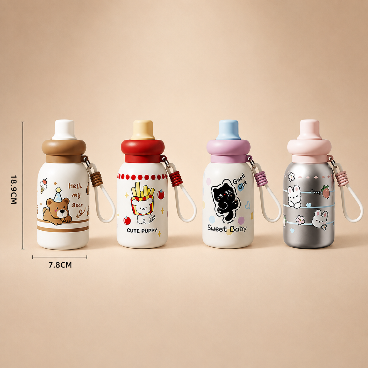 かわいいキャラクターの保温ストローボトル(500ml) - 画像 (5)