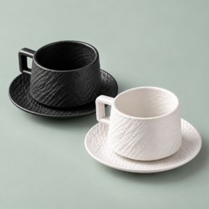 ロックサンドマットセラミックコーヒーカップ&ソーサーセット