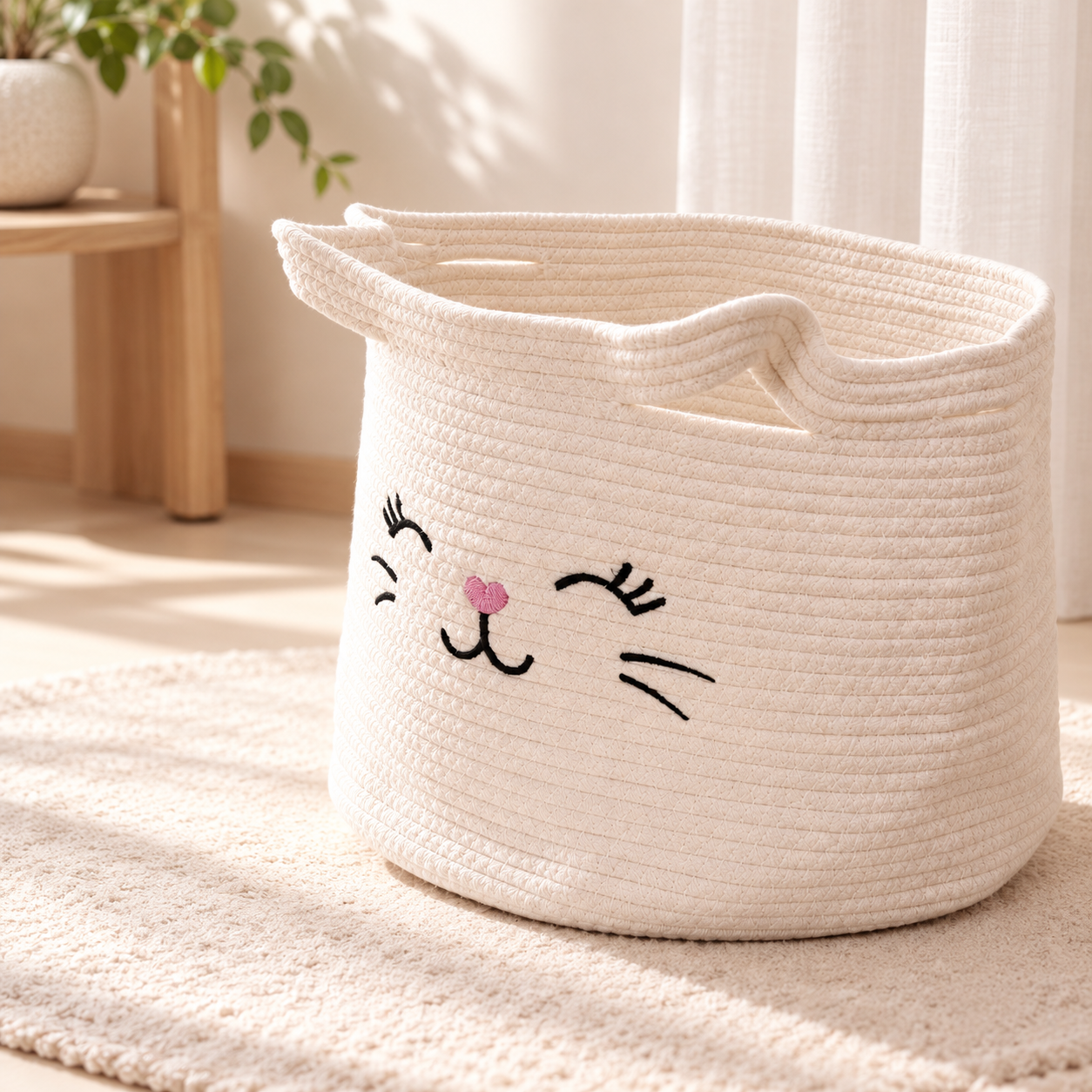 WHISK 手編みコットンロープ 収納バスケット - 画像 (2)