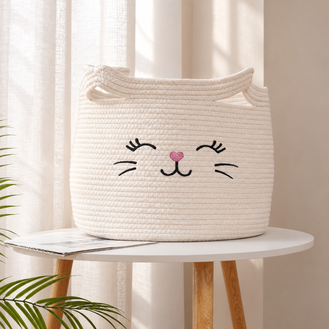 WHISK 手編みコットンロープ 収納バスケット - 画像 (3)