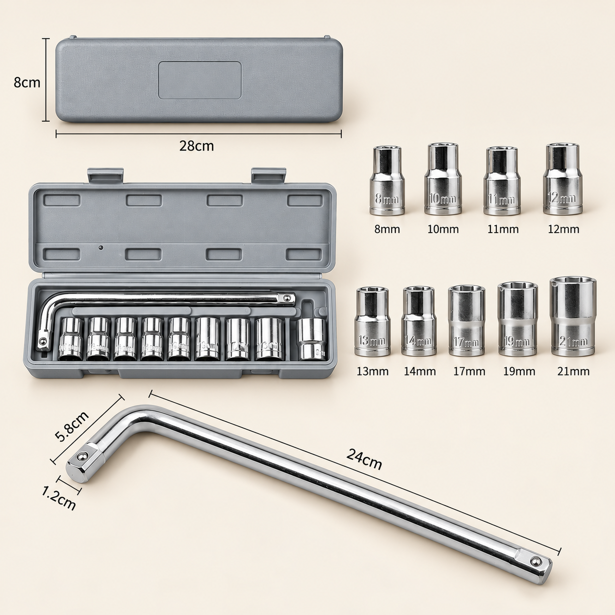 コンパクト六角ソケット&L型ハンドル工具セット - 画像 (5)